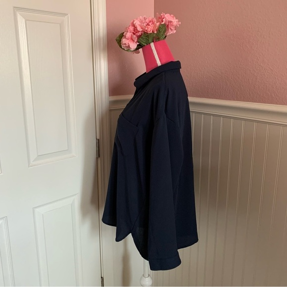 J. Jill XLP Navy Blue Button Down Blouse, EUC - Picture 5 of 7